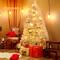 Costway 6ft. Unlit Artificial Silver Tinsel Hinged Christmas Tree with Metal Stand